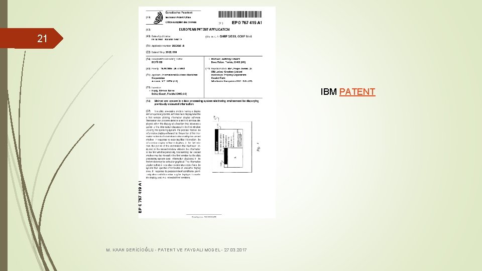 21 IBM PATENT M. KAAN DERİCİOĞLU - PATENT VE FAYDALI MODEL - 27. 03.