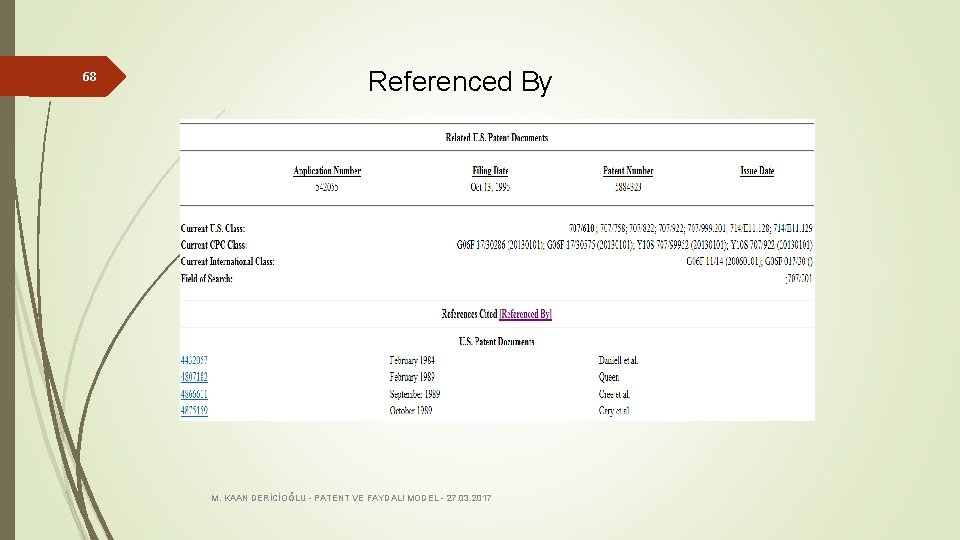 68 Referenced By M. KAAN DERİCİOĞLU - PATENT VE FAYDALI MODEL - 27. 03.