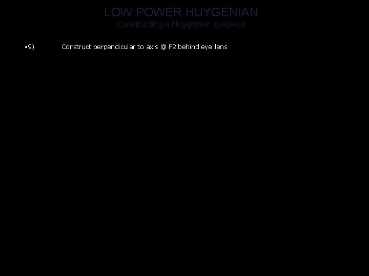 LOW POWER HUYGENIAN Constructing a Huygenian eyepiece • 9) Construct perpendicular to axis @