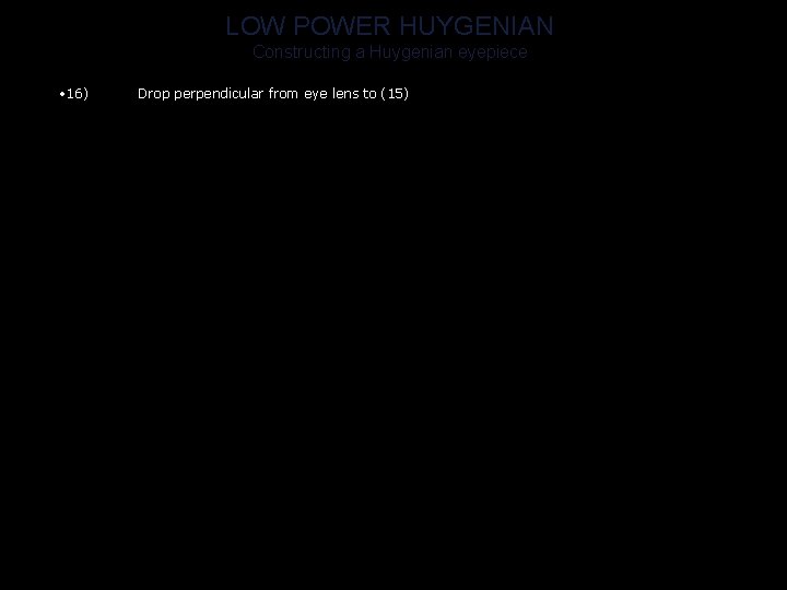 LOW POWER HUYGENIAN Constructing a Huygenian eyepiece • 16) Drop perpendicular from eye lens