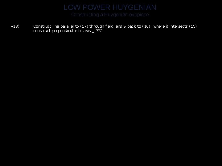 LOW POWER HUYGENIAN Constructing a Huygenian eyepiece • 18) Construct line parallel to (17)