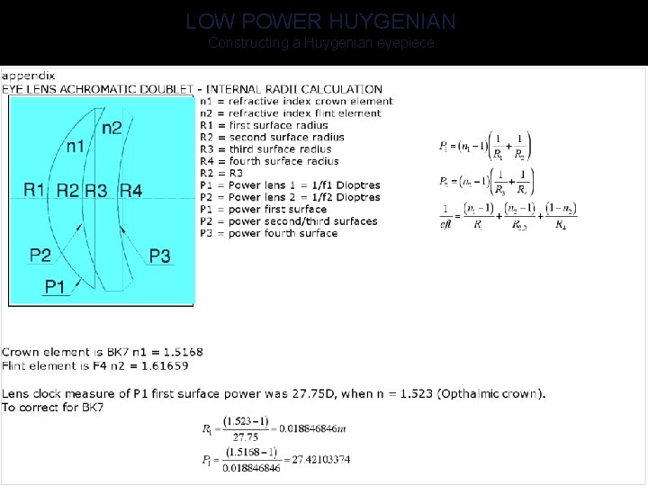 LOW POWER HUYGENIAN Constructing a Huygenian eyepiece 