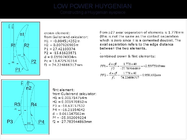 LOW POWER HUYGENIAN Constructing a Huygenian eyepiece 