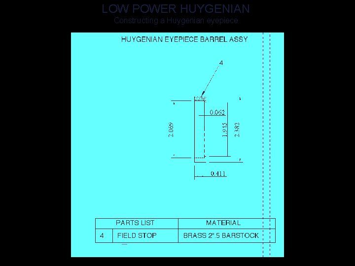 LOW POWER HUYGENIAN Constructing a Huygenian eyepiece 