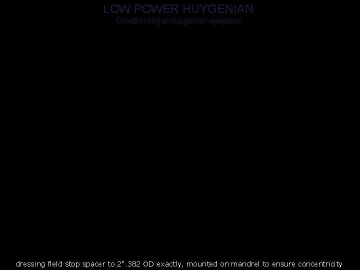 LOW POWER HUYGENIAN Constructing a Huygenian eyepiece dressing field stop spacer to 2". 382