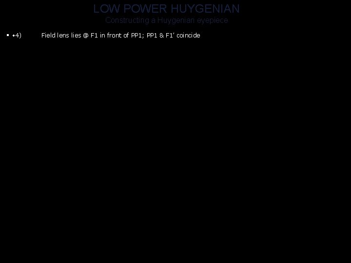 LOW POWER HUYGENIAN Constructing a Huygenian eyepiece § • 4) Field lens lies @