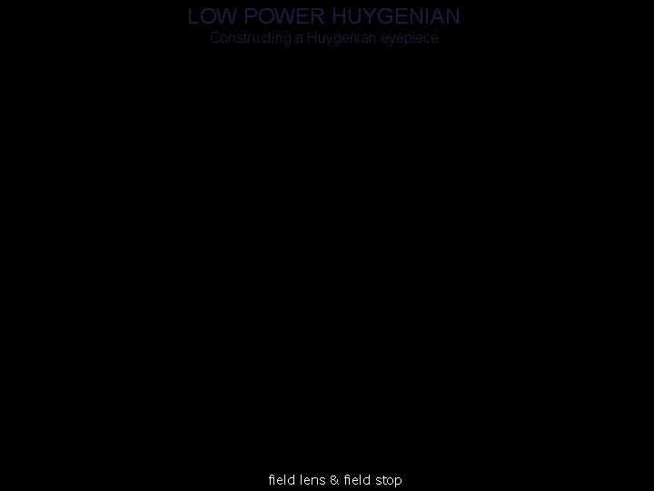 LOW POWER HUYGENIAN Constructing a Huygenian eyepiece field lens & field stop 