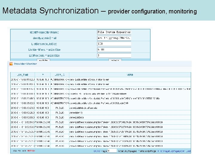 Metadata Synchronization – provider configuration, monitoring 