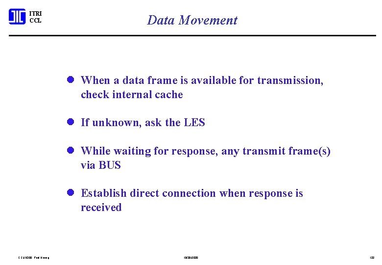 ITRI CCL Data Movement l When a data frame is available for transmission, check