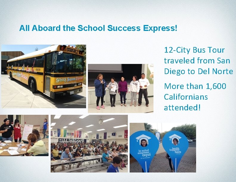 All Aboard the School Success Express! 12 -City Bus Tour traveled from San Diego
