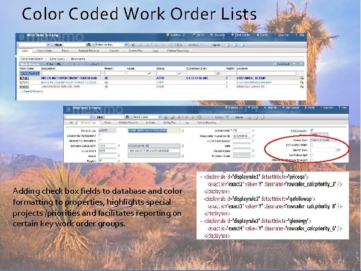 Color Coded Work Order Lists Adding check box fields to database and color formatting