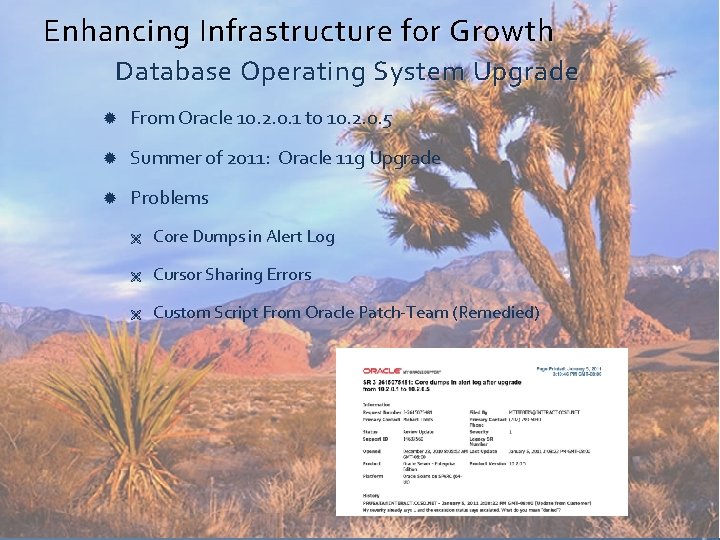 Enhancing Infrastructure for Growth Database Operating System Upgrade From Oracle 10. 2. 0. 1