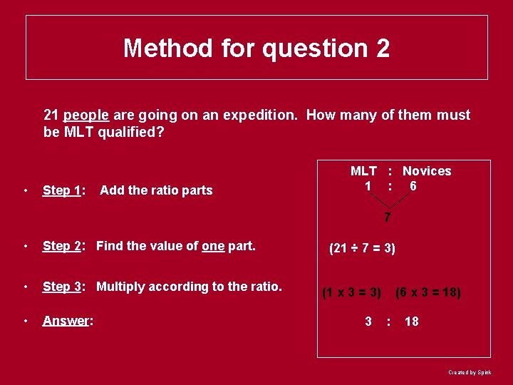 Method for question 2 21 people are going on an expedition. How many of