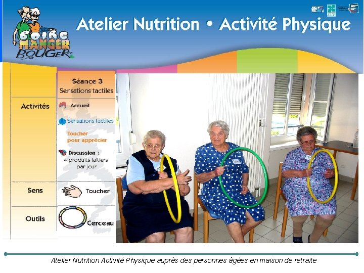 Atelier Nutrition Activité Physique auprès des personnes âgées en maison de retraite 