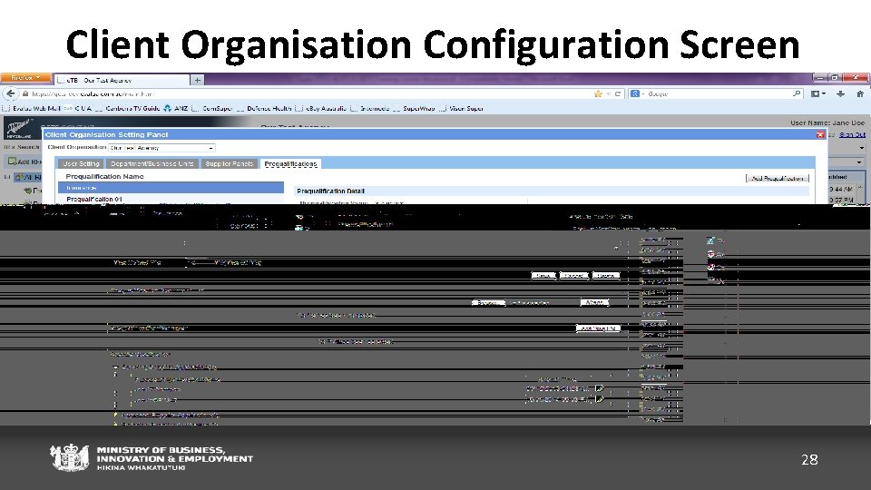 Client Organisation Configuration Screen 28 