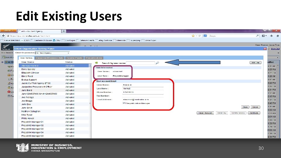Edit Existing Users 30 