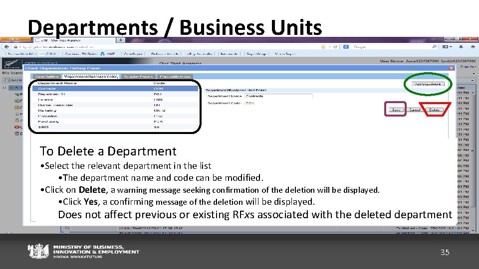 Departments / Business Units a Department To Delete a. To Department To Edit a.