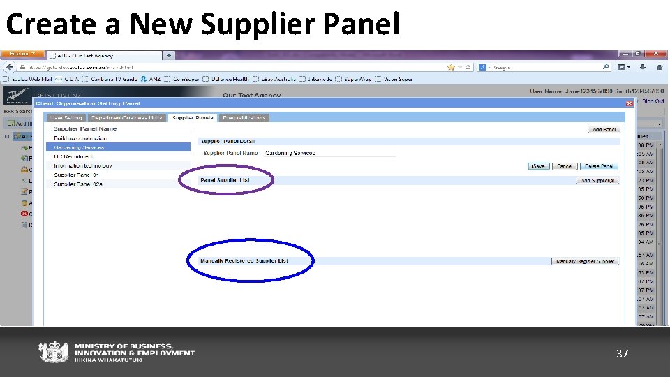 Create a New Supplier Panel 37 