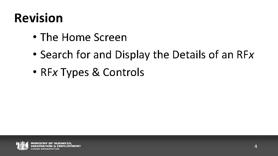 Revision • The Home Screen • Search for and Display the Details of an