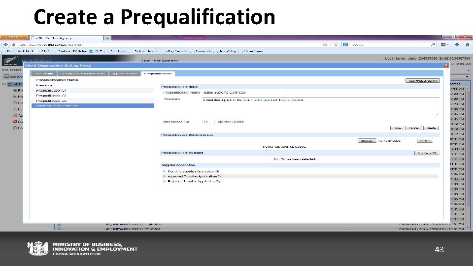 Create a Prequalification 43 
