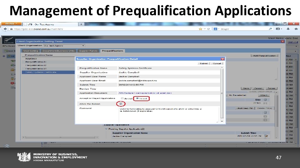 Management of Prequalification Applications 47 