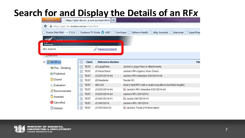 Search for and Display the Details of an RFx 7 