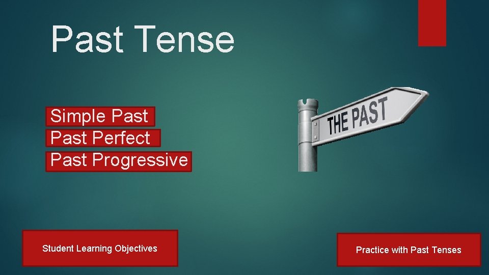 Past Tense Simple Past Perfect Past Progressive Student Learning Objectives Practice with Past Tenses