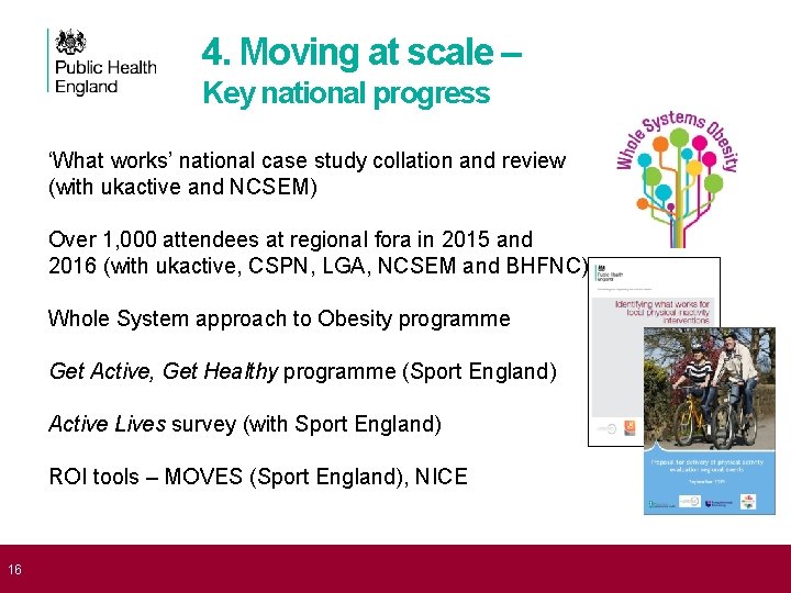 4. Moving at scale – Key national progress ‘What works’ national case study collation
