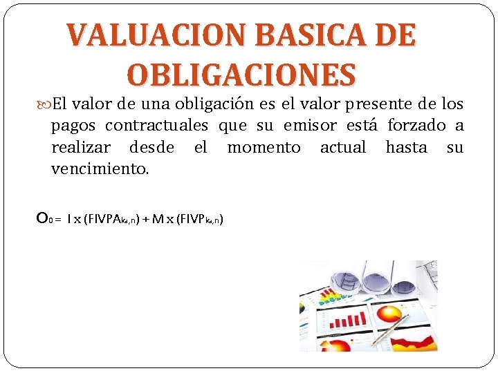 VALUACION BASICA DE OBLIGACIONES El valor de una obligación es el valor presente de