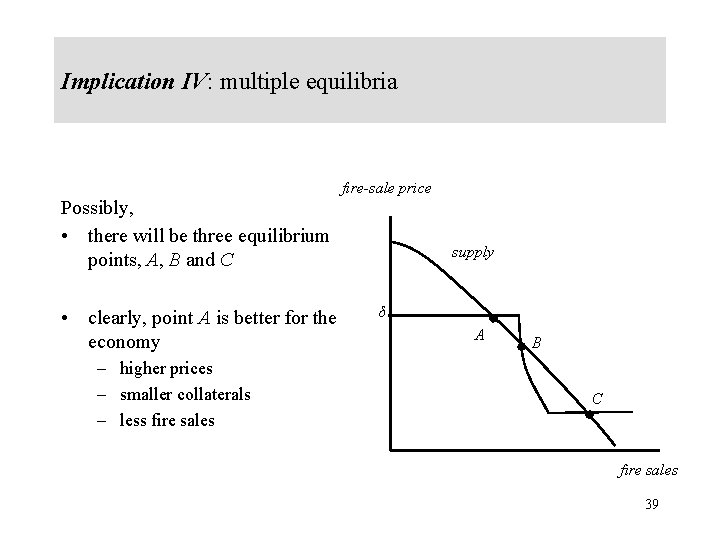 Implication IV: multiple equilibria Possibly, • there will be three equilibrium points, A, B