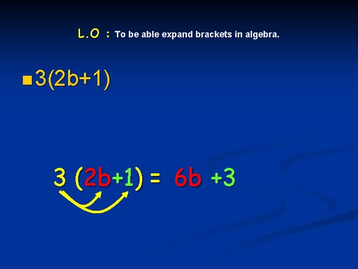 L. O : To be able expand brackets in algebra. n 3(2 b+1) 3