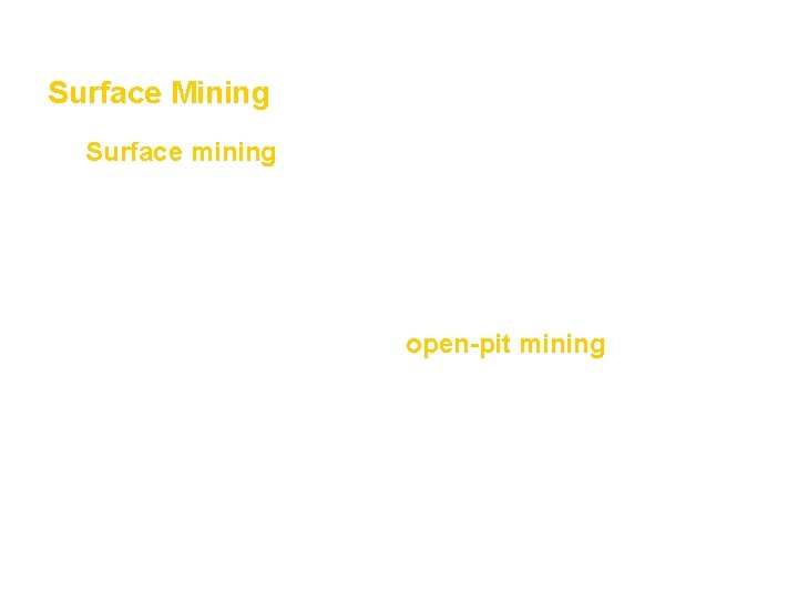 Mining and Mineral Resources Section 2 Surface Mining • Surface mining is a mining