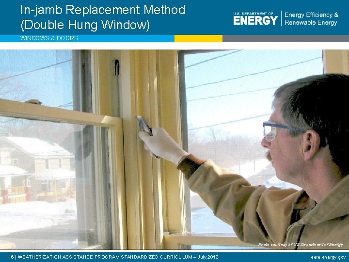 In-jamb Replacement Method (Double Hung Window) WINDOWS & DOORS Photo courtesy of US Department