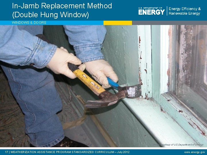 In-Jamb Replacement Method (Double Hung Window) WINDOWS & DOORS Photo courtesy of US Department