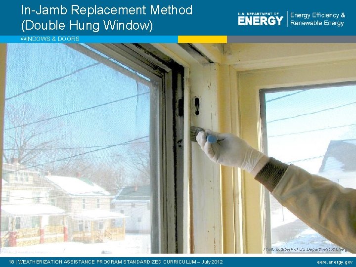 In-Jamb Replacement Method (Double Hung Window) WINDOWS & DOORS Photo courtesy of US Department