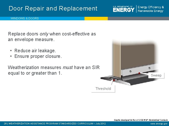 Door Repair and Replacement WINDOWS & DOORS Replace doors only when cost-effective as an