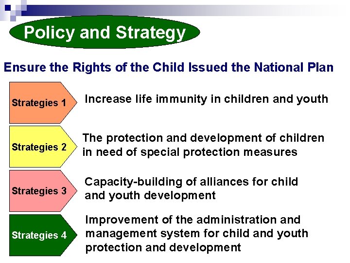 Policy and Strategy Ensure the Rights of the Child Issued the National Plan Strategies