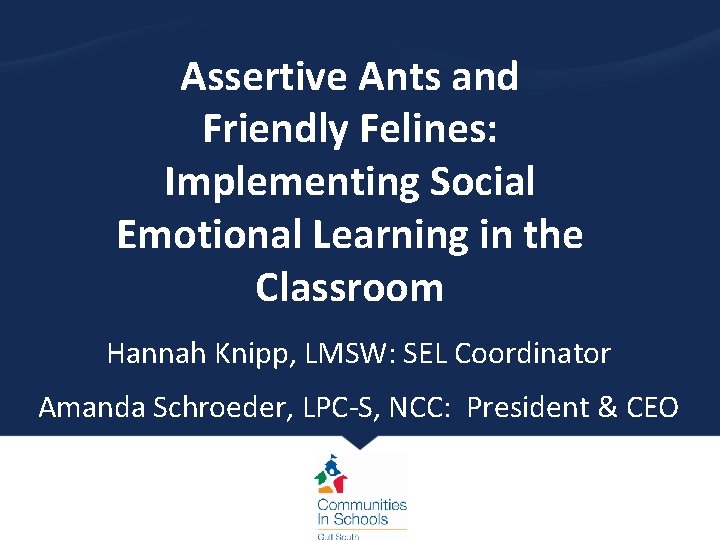 Assertive Ants and Friendly Felines: Implementing Social Emotional Learning in the Classroom Hannah Knipp,