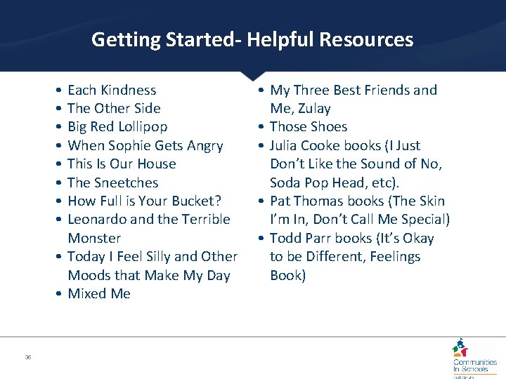 Getting Started- Helpful Resources • • Each Kindness The Other Side Big Red Lollipop