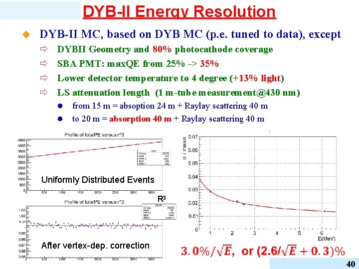 DYB-II Energy Resolution u DYB-II MC, based on DYB MC (p. e. tuned to