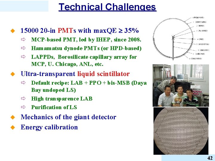 Technical Challenges u 15000 20 -in PMTs with max. QE 35% ð MCP-based PMT,