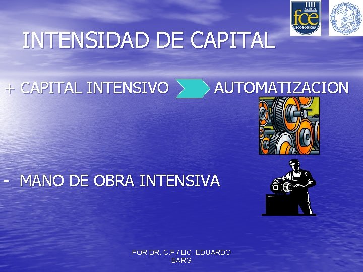 INTENSIDAD DE CAPITAL + CAPITAL INTENSIVO AUTOMATIZACION - MANO DE OBRA INTENSIVA POR DR.