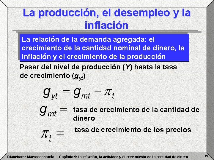 La producción, el desempleo y la inflación La relación de la demanda agregada: el