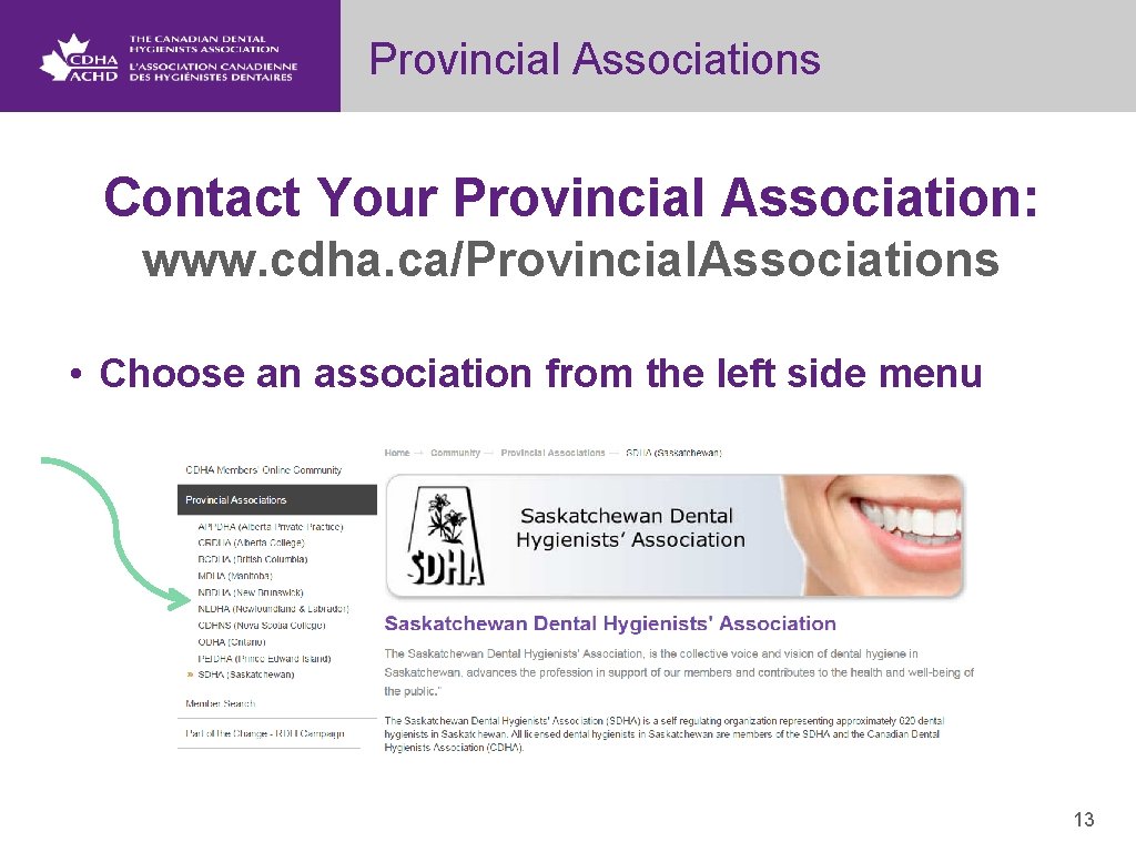 Provincial Associations Contact Your Provincial Association: www. cdha. ca/Provincial. Associations • Choose an association