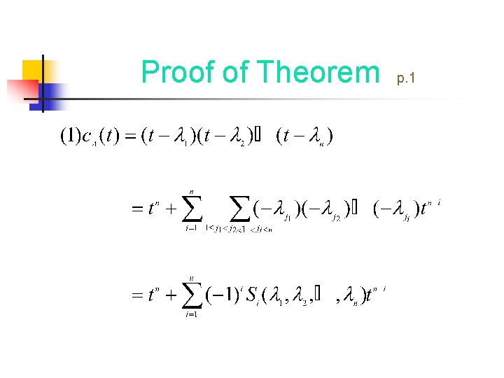 Proof of Theorem p. 1 