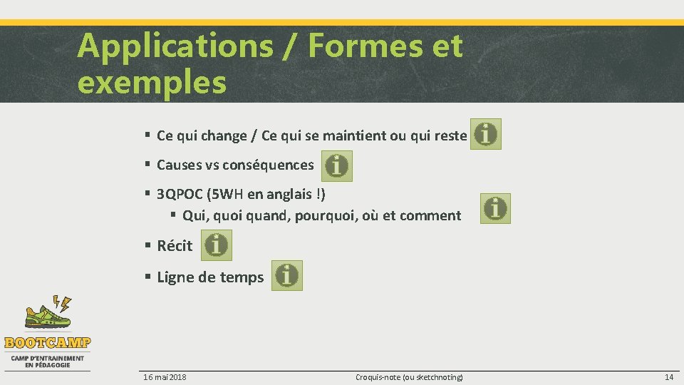Applications / Formes et exemples § Ce qui change / Ce qui se maintient