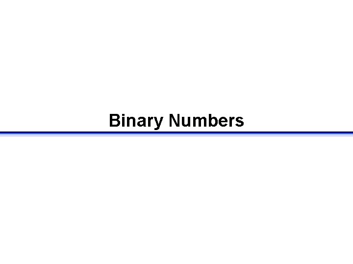 Binary Numbers 