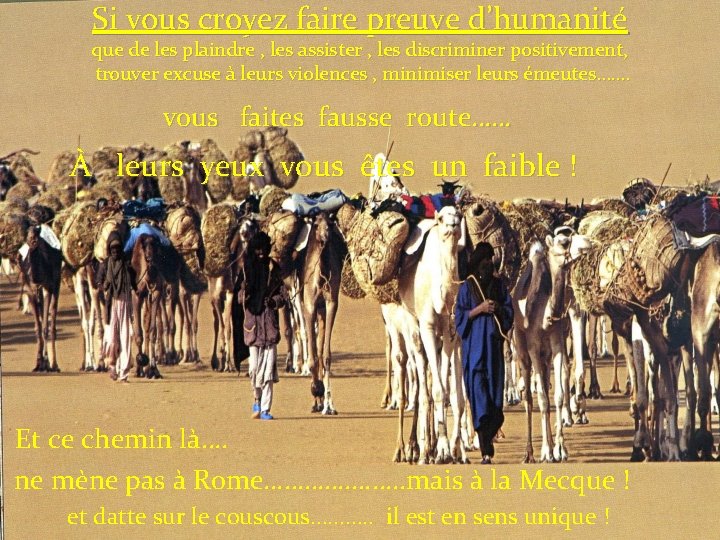 Si vous croyez faire preuve d’humanité que de les plaindre , les assister ,