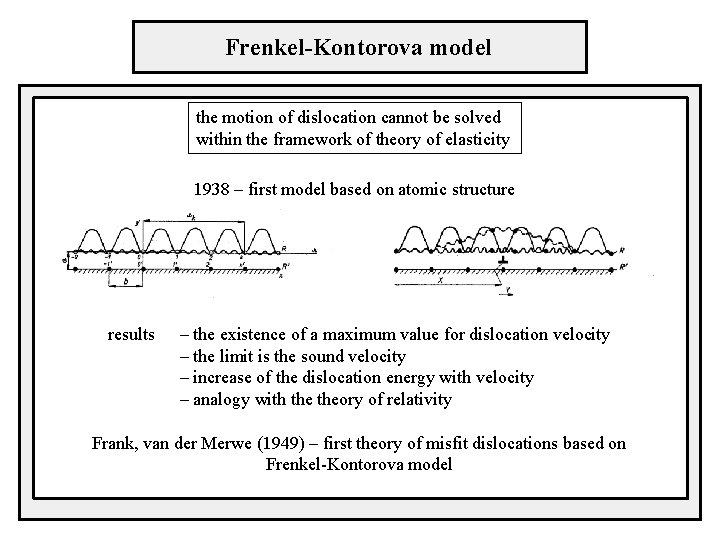 Frenkel-Kontorova model the motion of dislocation cannot be solved within the framework of theory