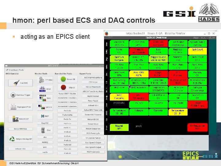 hmon: perl based ECS and DAQ controls § acting as an EPICS client GSI